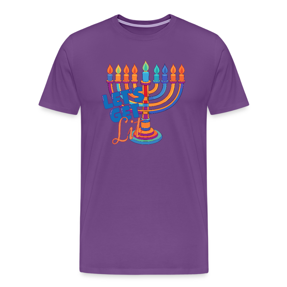 Let's Get Lit Menorah Men's Premium T-Shirt - purple