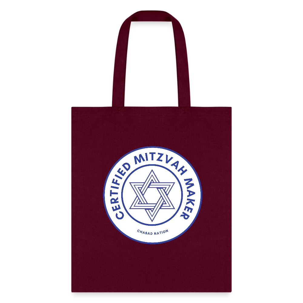Certified Mitzvah Maker Tote Bag - burgundy