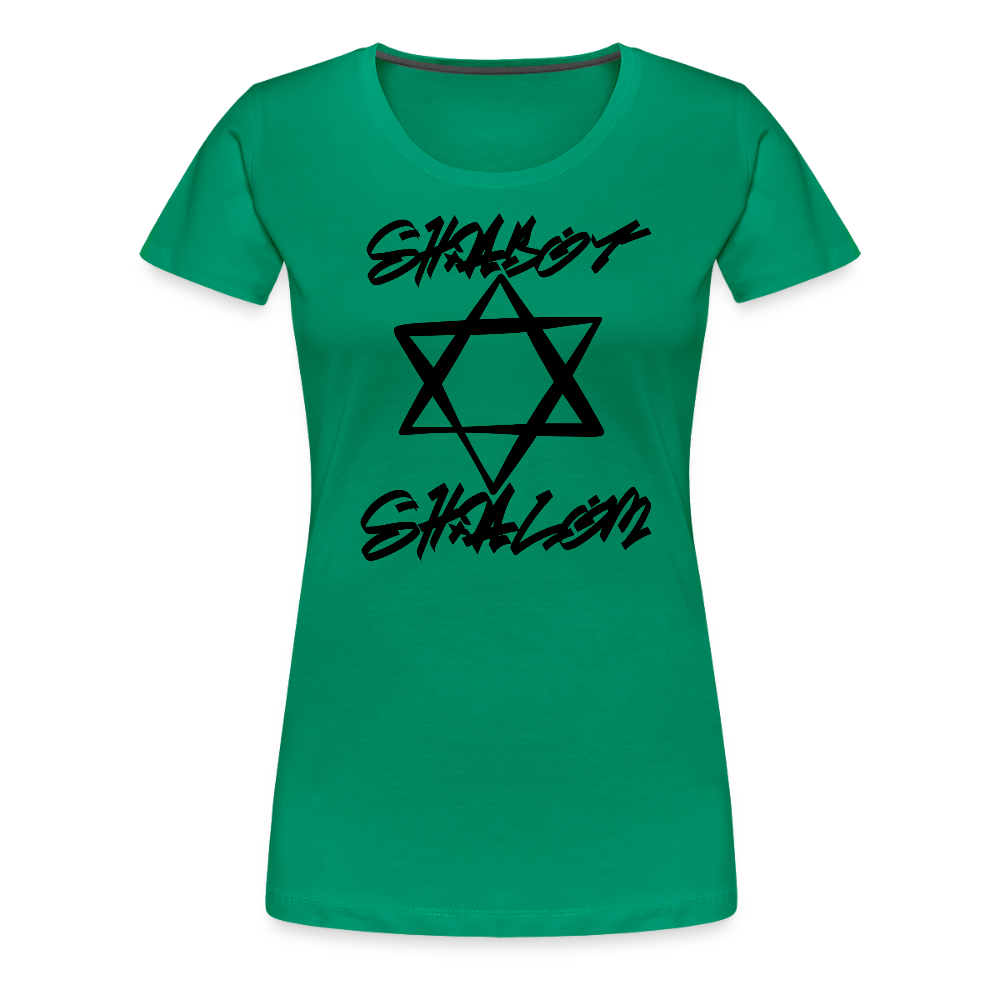Shabbat Shalom Graffiti Star Women’s Premium T-Shirt - kelly green