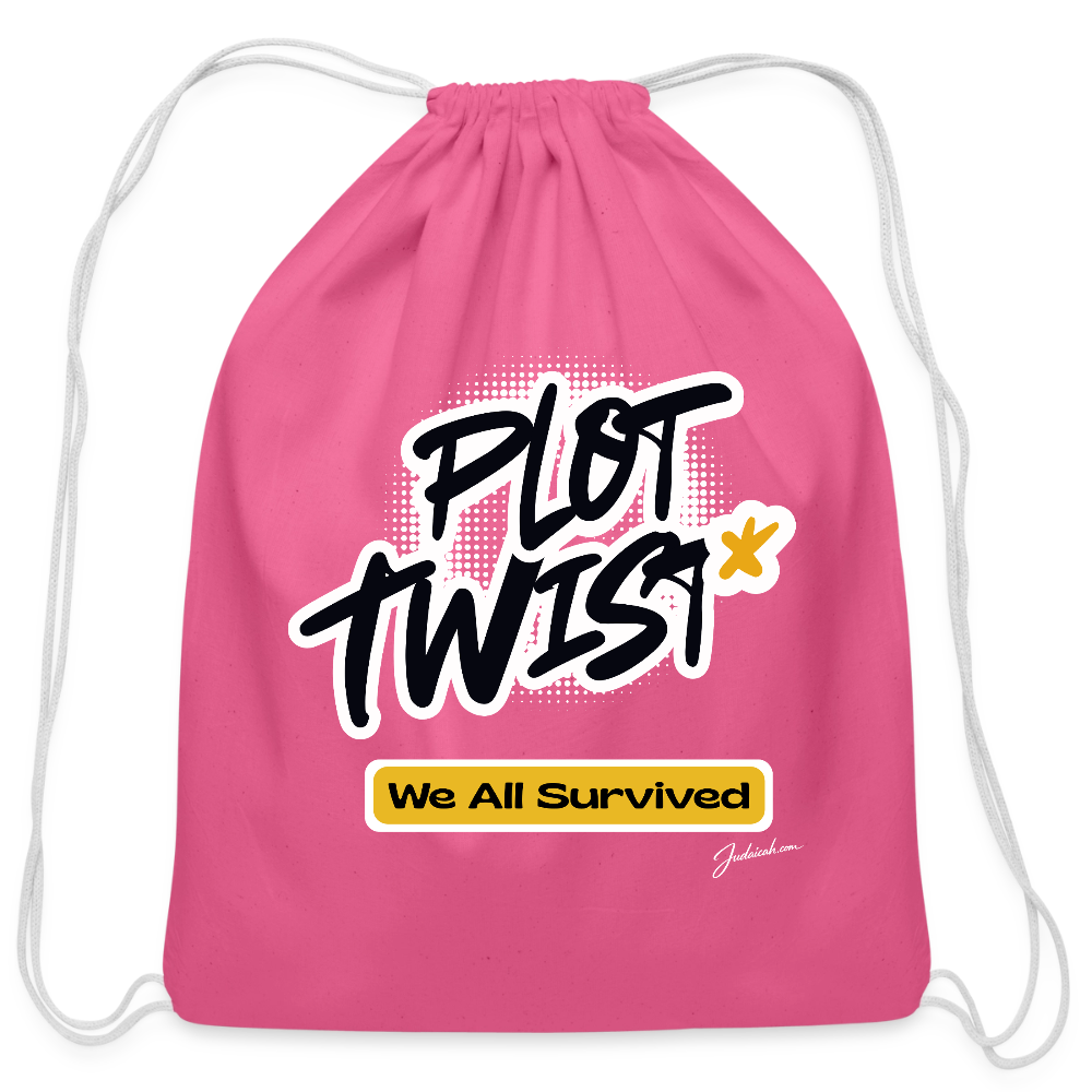 Plot Twist Cotton Drawstring Bag - pink