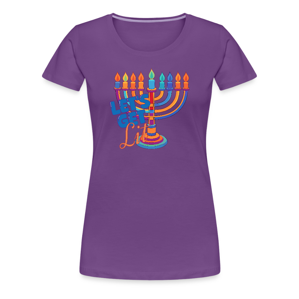 Let's Get Lit Menorah Women’s Premium T-Shirt - purple