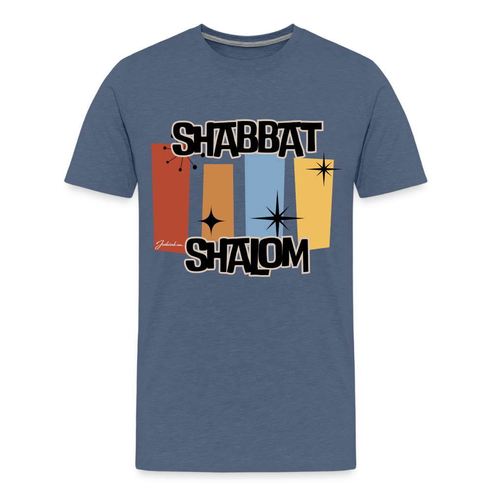 Retro Shabbat Men's Premium T-Shirt - heather blue