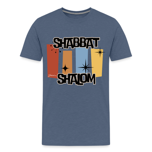 Retro Shabbat Men's Premium T-Shirt - heather blue