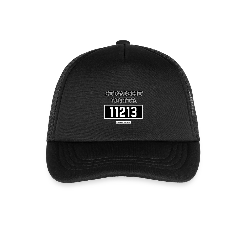 Straight Outta 11213 Kid's Trucker Cap - black