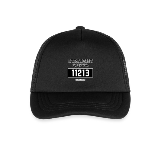 Straight Outta 11213 Kid's Trucker Cap - black