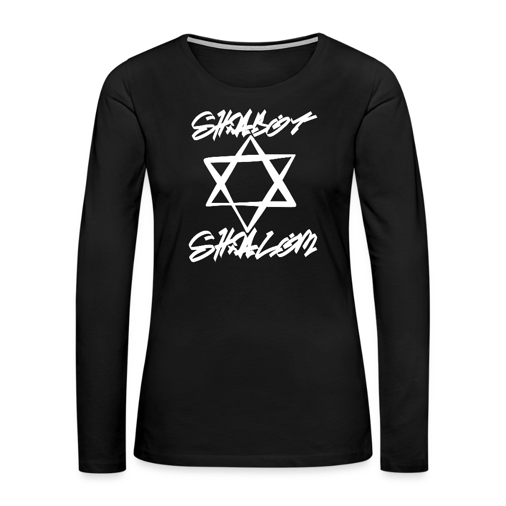 Shabbat Shalom Graffiti Light Star Women's Premium Long Sleeve T-Shirt - black