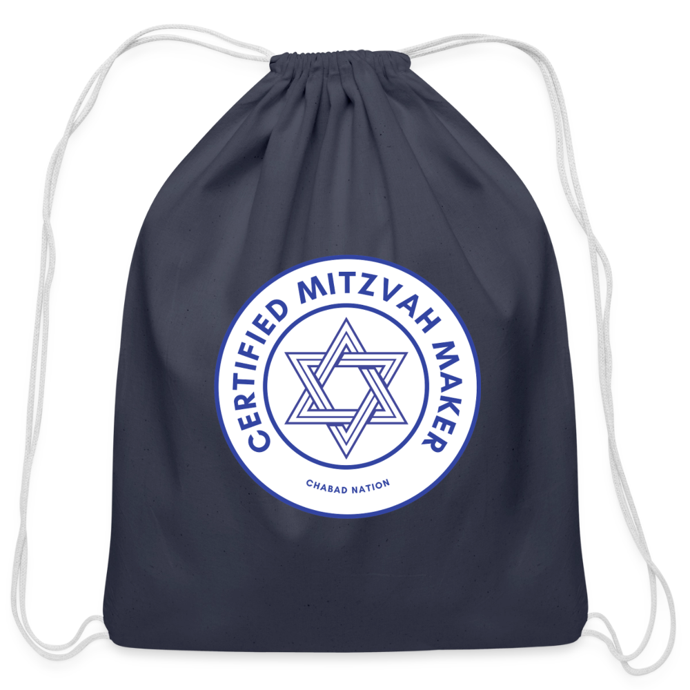 Certified Mitzvah Maker Cotton Drawstring Bag - navy