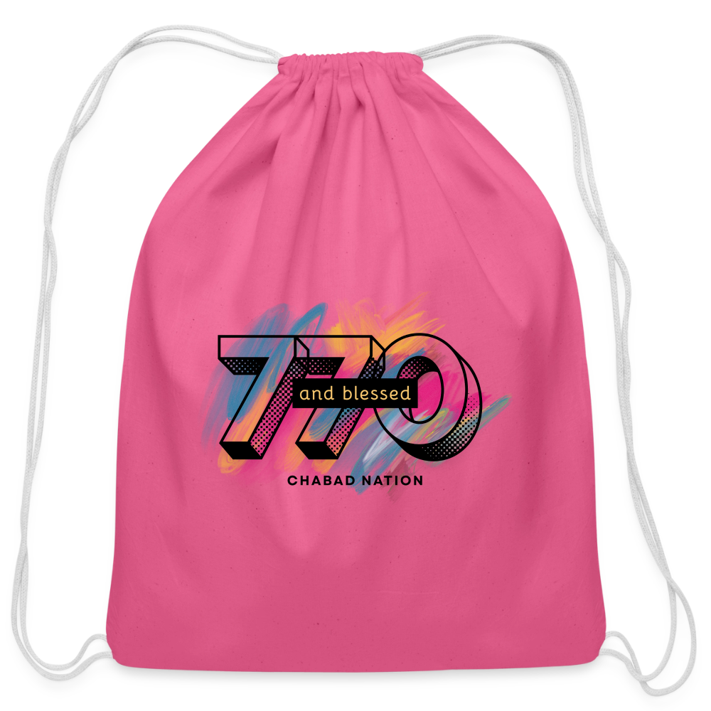 770 And Blessed  Cotton Drawstring Bag - pink