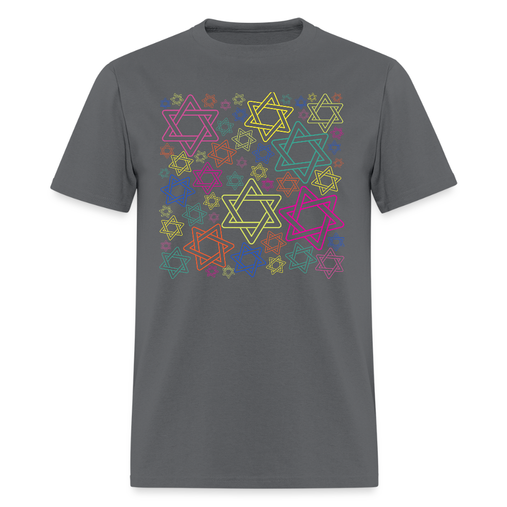 Neon Star of David Festival Men's T-Shirt | GILDAN 5000 - charcoal