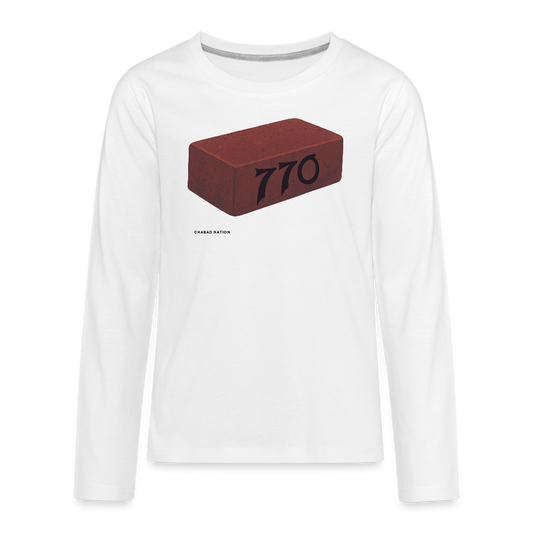 770 Solid Brick Kids' Premium Long Sleeve T-Shirt - white