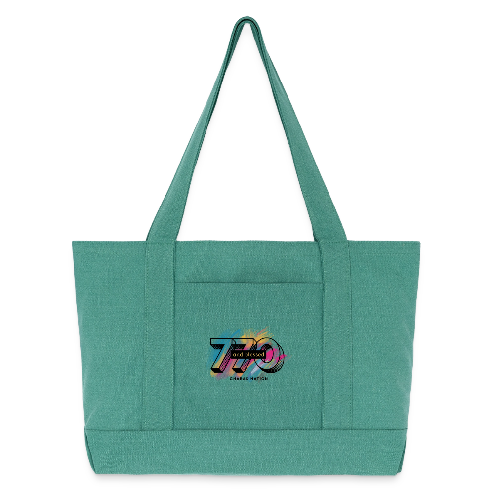 770 And Blessed  Cotton Pigment Dyed Tote Bag - mermaid green