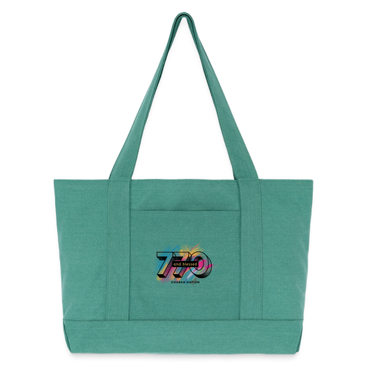 770 And Blessed  Cotton Pigment Dyed Tote Bag - mermaid green