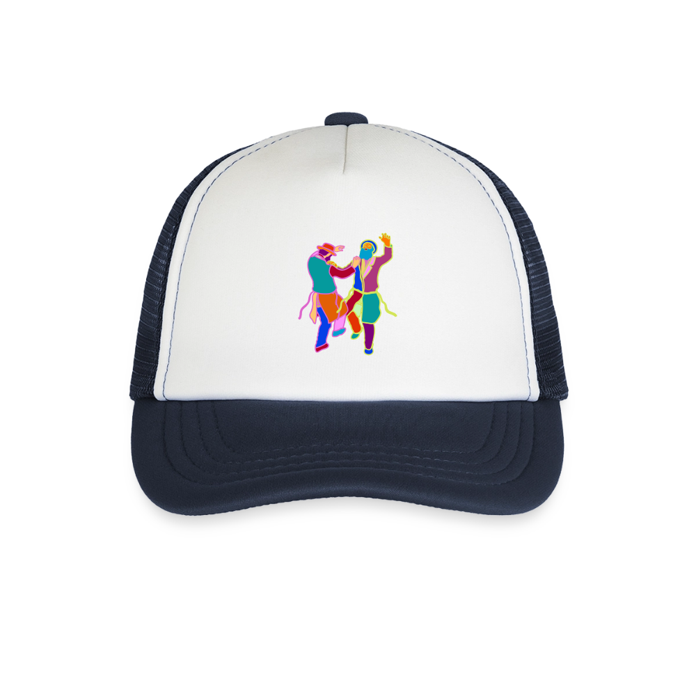 Colorful Dancing Rabbis Kid's Trucker Cap - white/navy