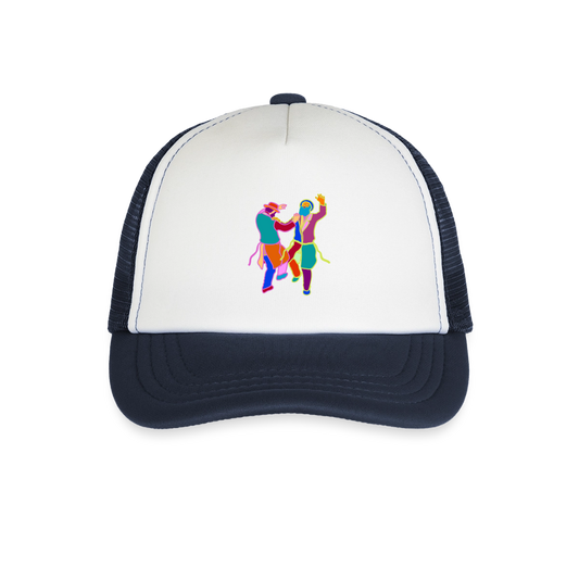 Colorful Dancing Rabbis Kid's Trucker Cap - white/navy