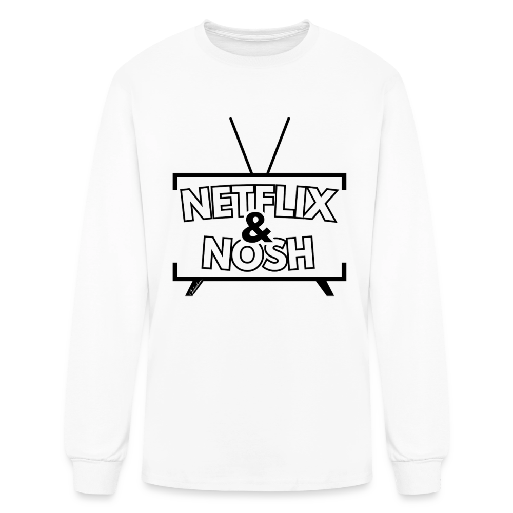 Netflix & Nosh Men's Long Sleeve T-Shirt - white