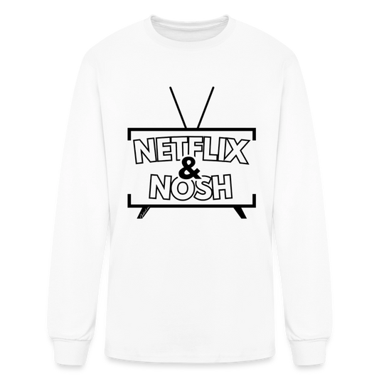 Netflix & Nosh Men's Long Sleeve T-Shirt - white