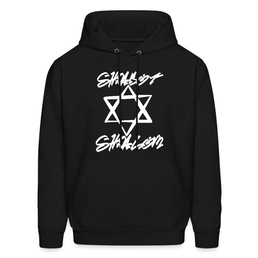 Shabbat Shalom Graffiti Light Star Men's Hoodie - black