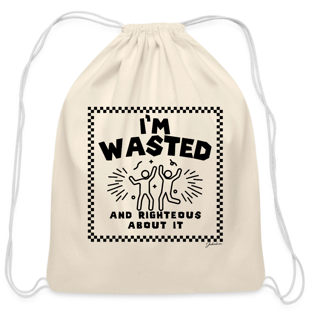 Wasted & Righteous Cotton Drawstring Bag - natural
