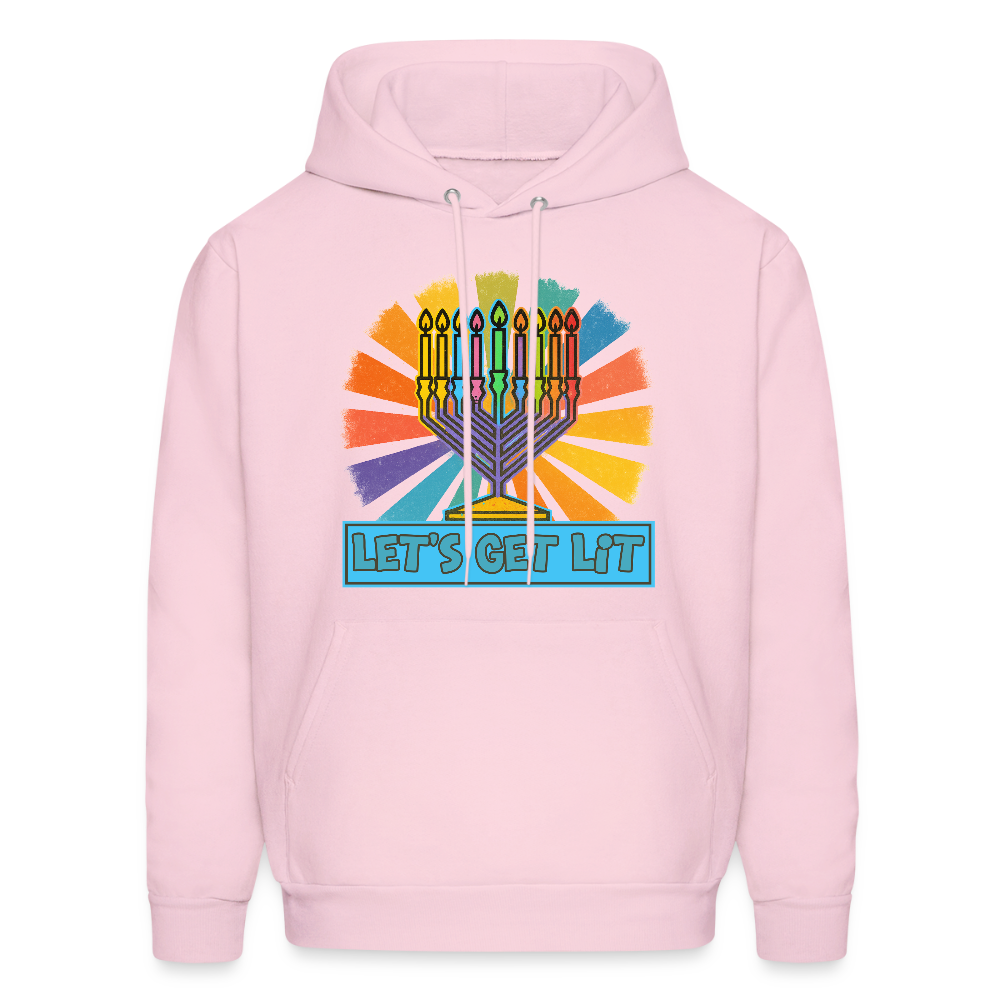 Radiant Retro “Let’s Get Lit” Menorah Men's Hoodie - pale pink