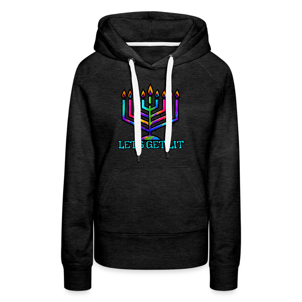 Let’s Get Lit Chabad Menorah Women’s Premium Hoodie - charcoal grey