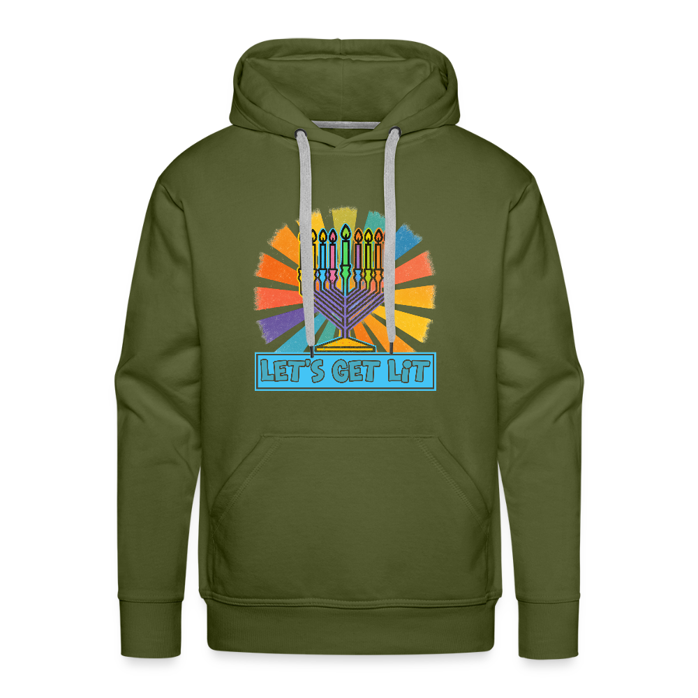 Radient Retro Let's Get Lit Men’s Premium Hoodie - olive green