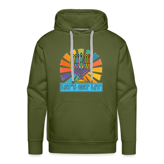 Radient Retro Let's Get Lit Men’s Premium Hoodie - olive green