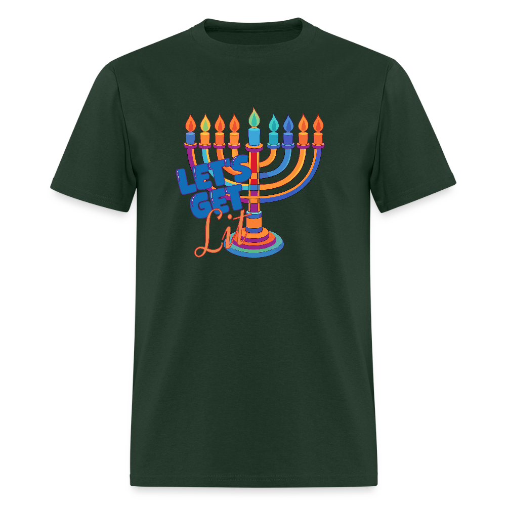 Let's Get Lit Menorah Men's T-Shirt | GILDAN 5000 - forest green