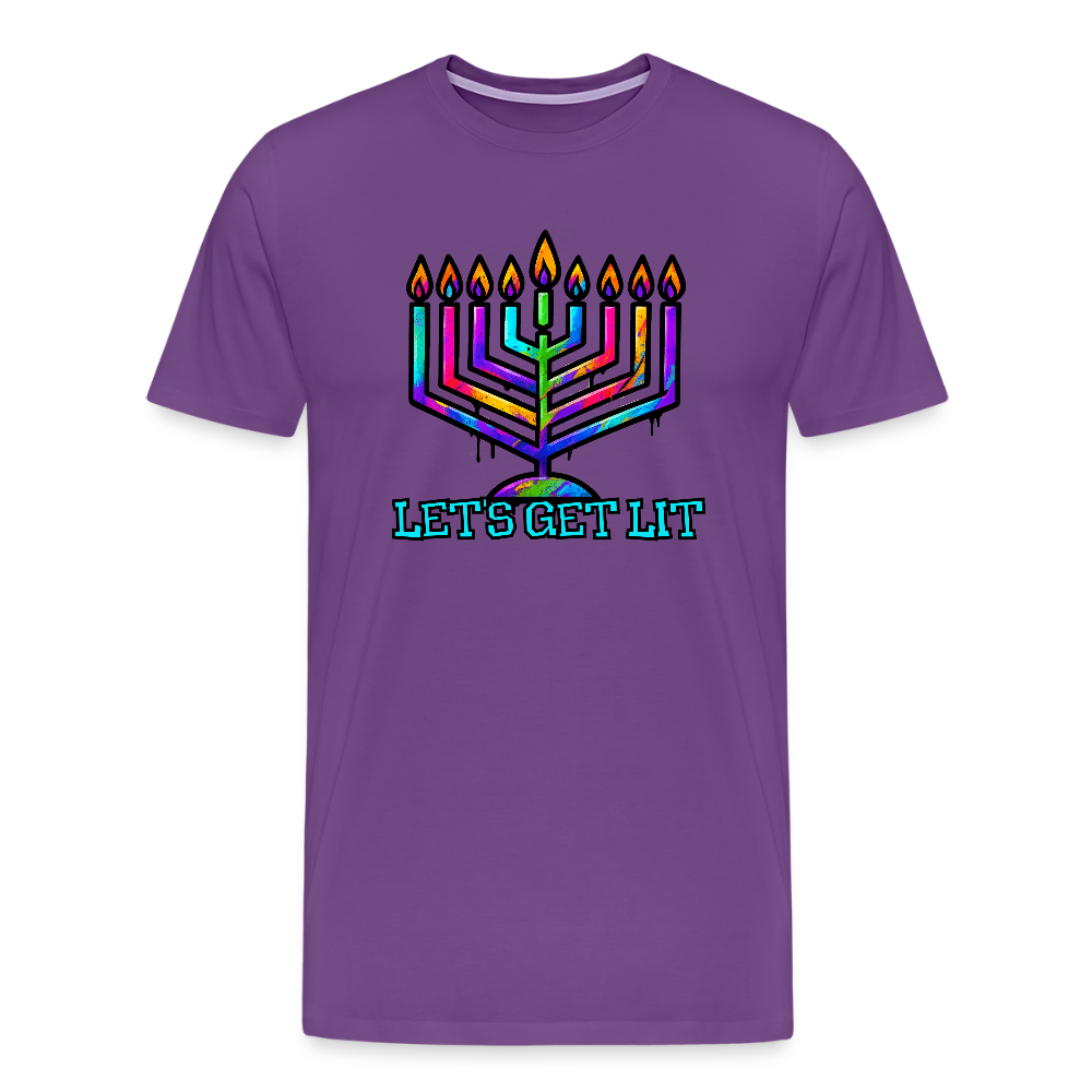 Let's Get Lit Chabad Menorah Men's Premium T-Shirt - purple