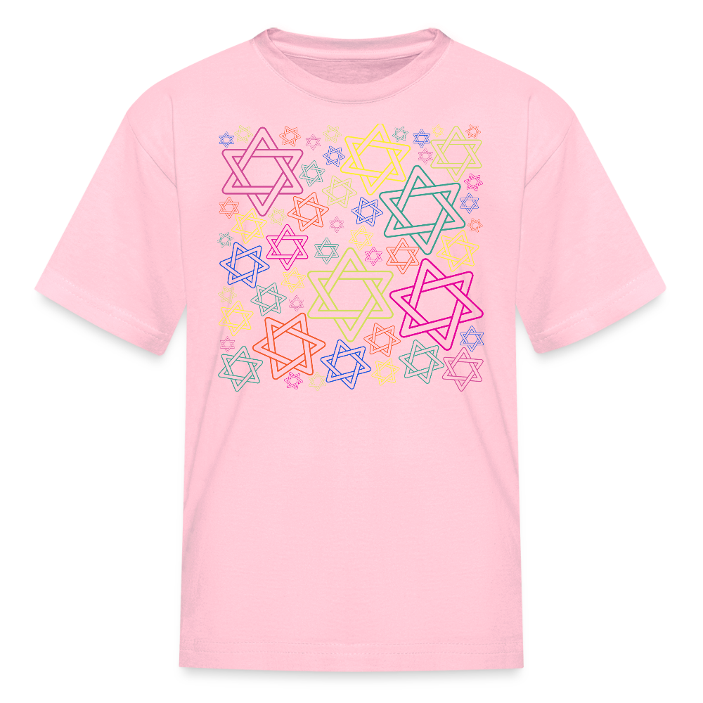 Neon Star of David Festival Kids' T-Shirt - pink