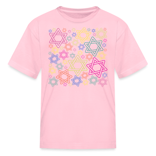 Neon Star of David Festival Kids' T-Shirt - pink