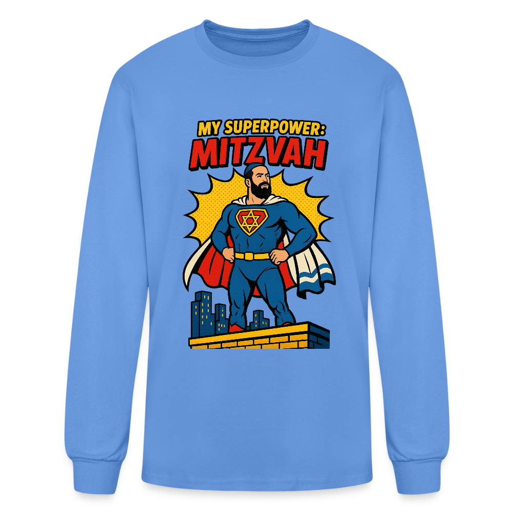 My Superpower: Mitzvah Men's Long Sleeve T-Shirt - carolina blue