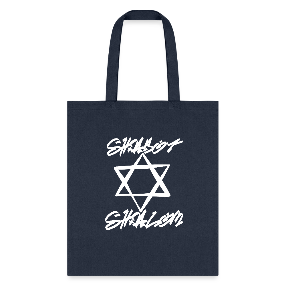 Shabbat Shalom Graffiti Light Star Tote Bag - navy