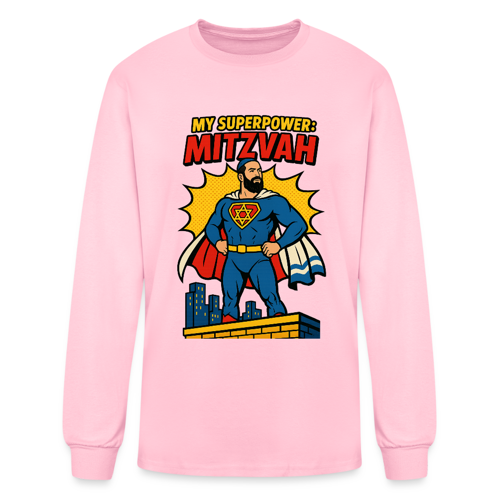 My Superpower: Mitzvah Men's Long Sleeve T-Shirt - pink