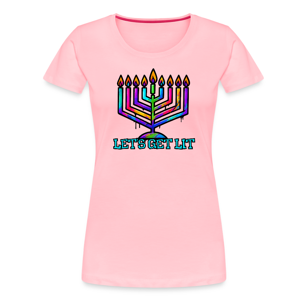 Let's Get Lit Chabad Menorah Women’s Premium T-Shirt - pink