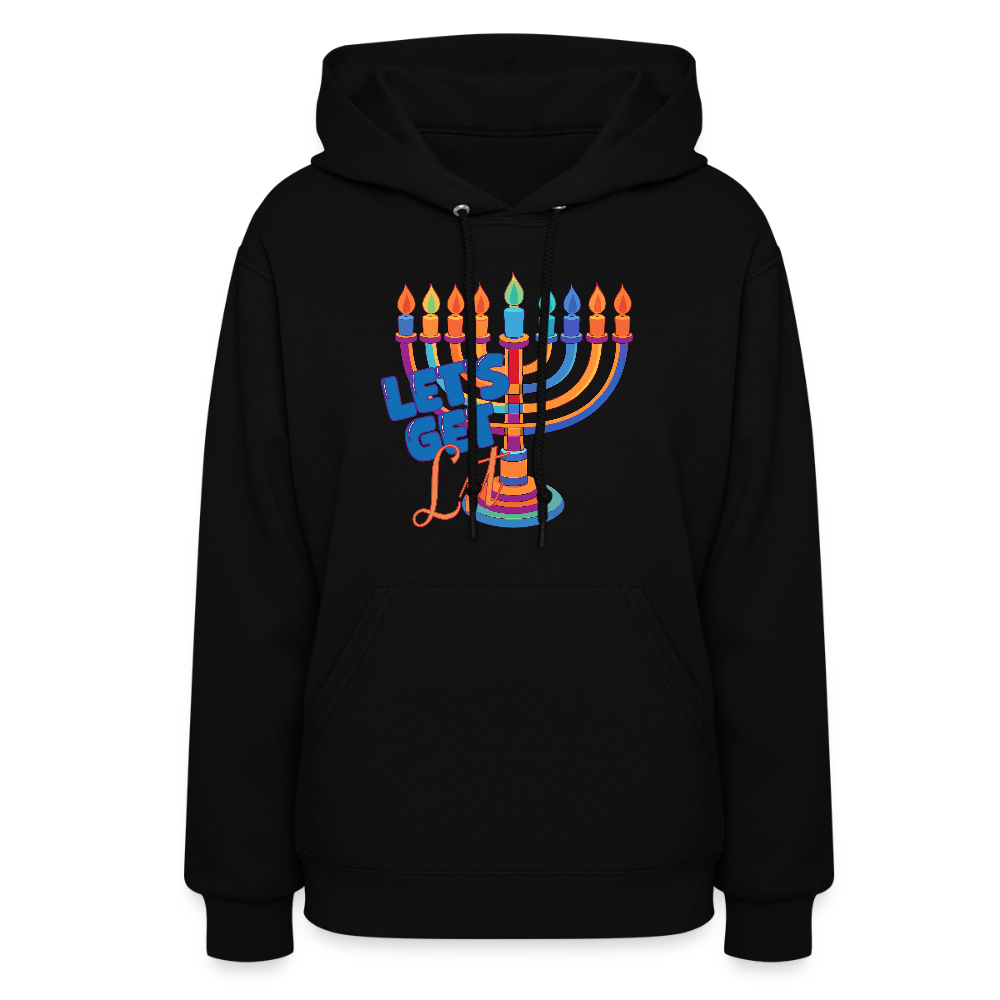 Let's Get Lit Menorah Women's Hoodie - black