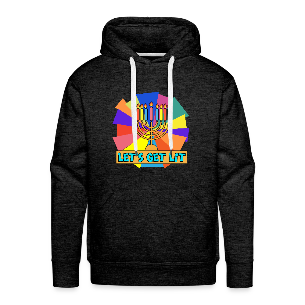 Glow & Get Lit Chanukah Menorah Men’s Premium Hoodie - charcoal grey