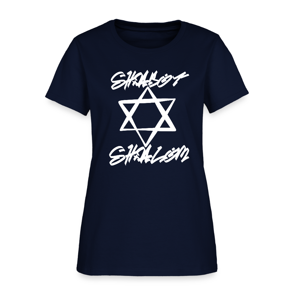 Shabbat Shalom Graffiti Light Star Women's T-Shirt - navy