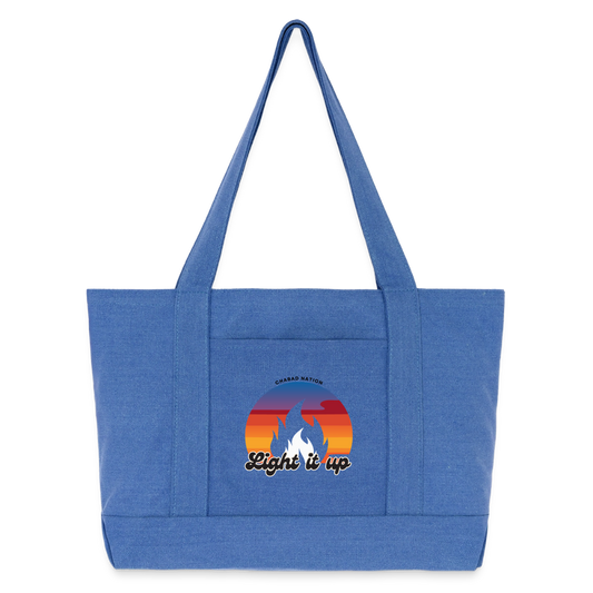 Light It Up Cotton Pigment Dyed Tote Bag - periwinkle blue