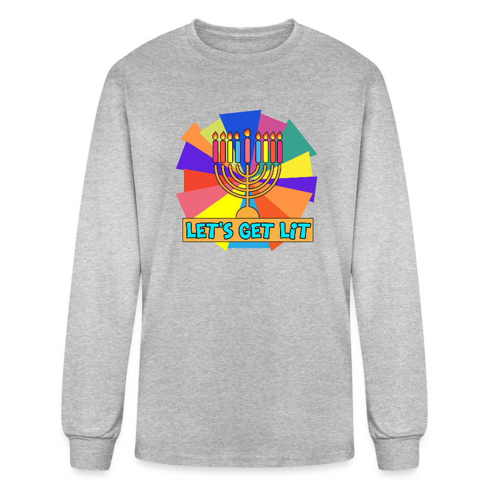 Glow & Get Lit Chanukah Menorah Men's Long Sleeve T-Shirt - heather gray