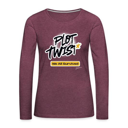 Plot Twist Women's Premium Long Sleeve T-Shirt - heather burgundy