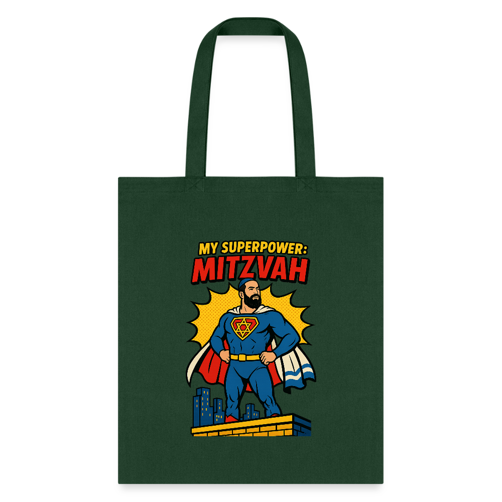 My Superpower: Mitzvah Tote Bag - forest green