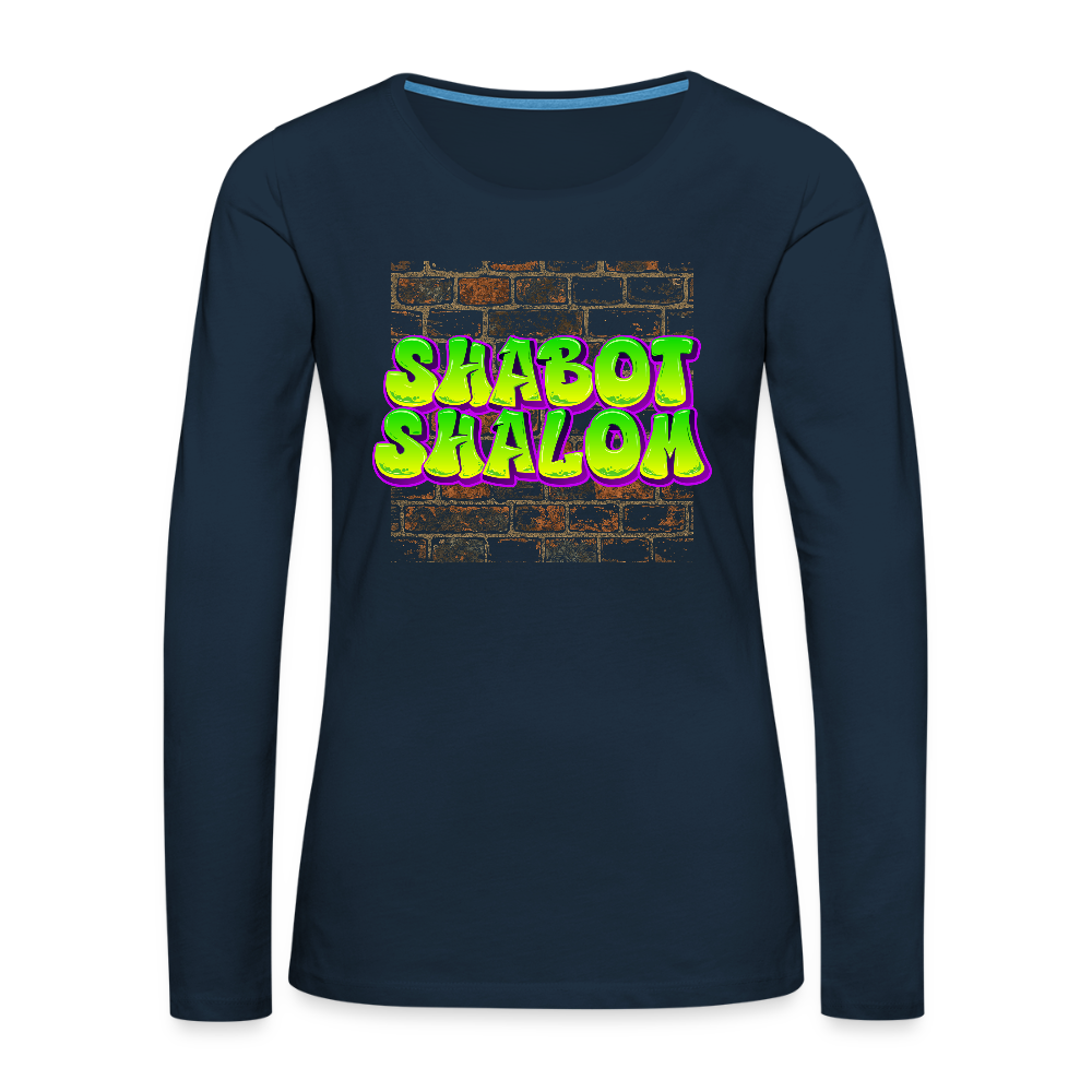 Shabot Shalom Brick 770 Graffiti Women's Premium Long Sleeve T-Shirt - deep navy