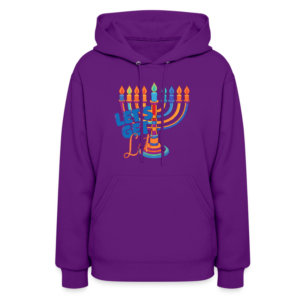 Let's Get Lit Menorah Women's Hoodie - purple