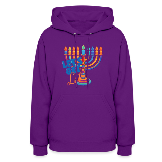 Let's Get Lit Menorah Women's Hoodie - purple