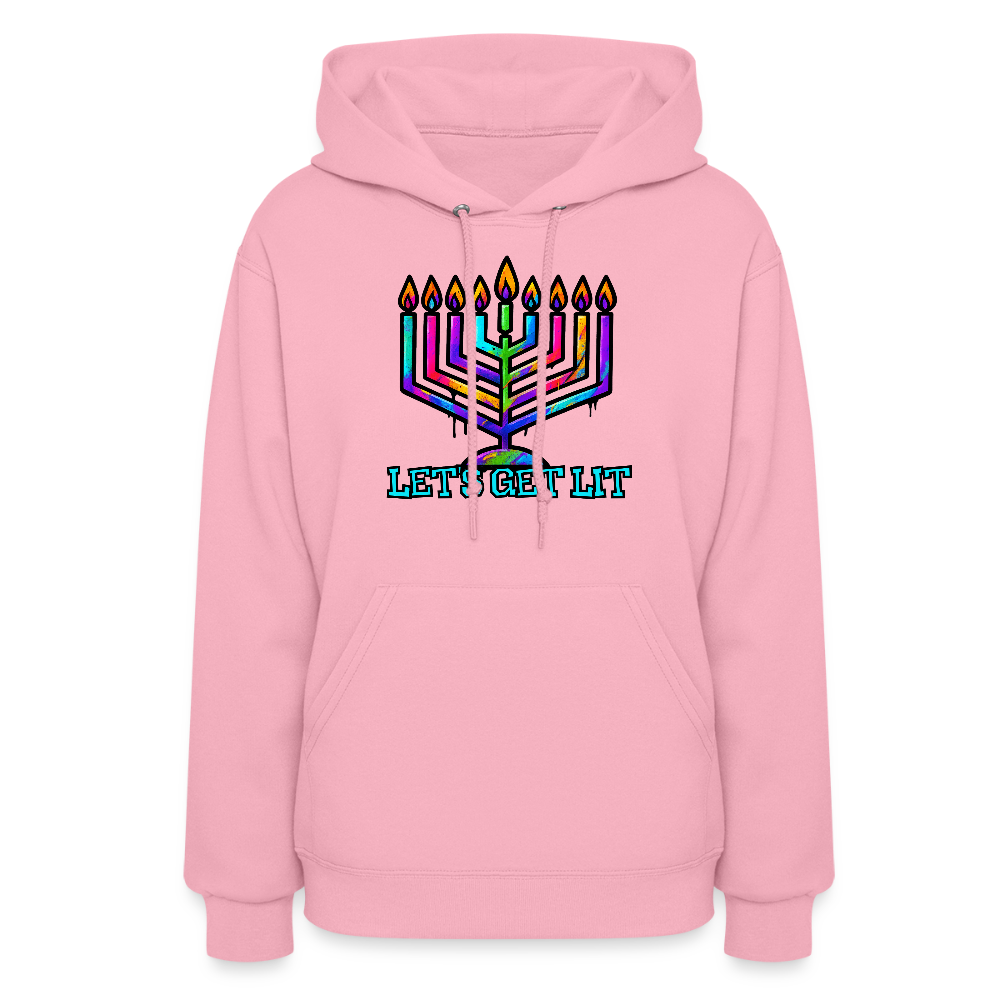 Let's Get Lit Chabad Menorah Women's Hoodie - classic pink