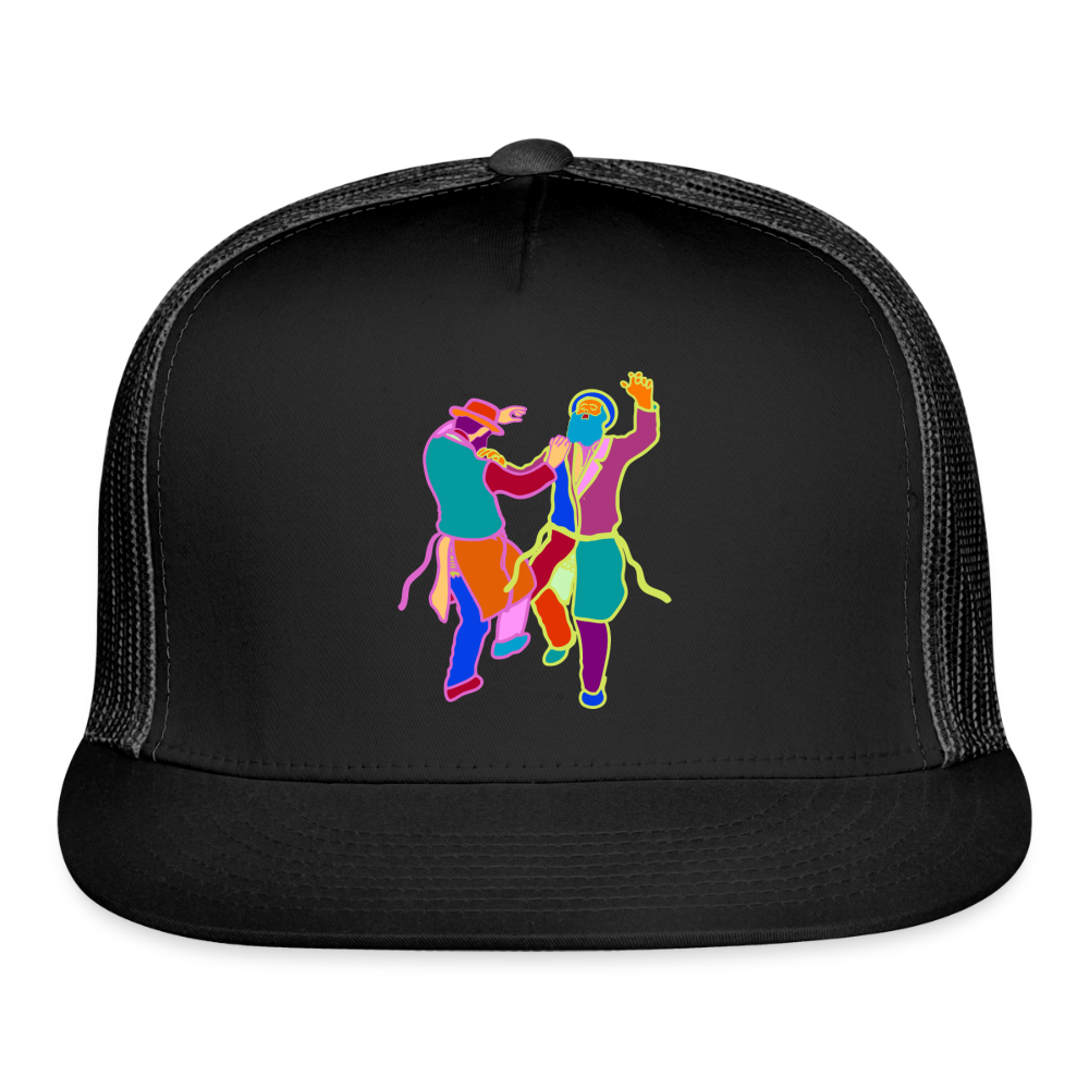 Colorful Dancing Rabbis Trucker Hat - black/black