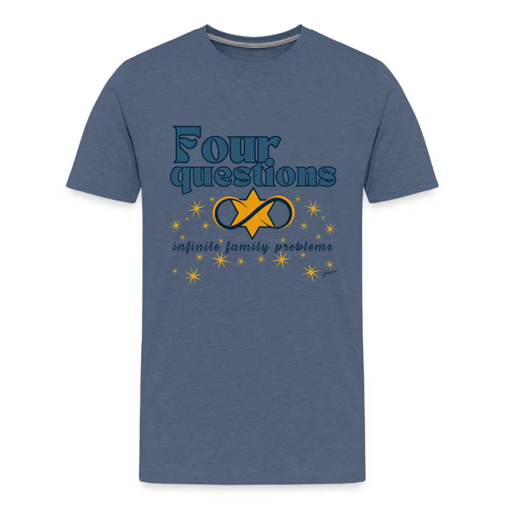 Four Questions Men's Premium T-Shirt - heather blue