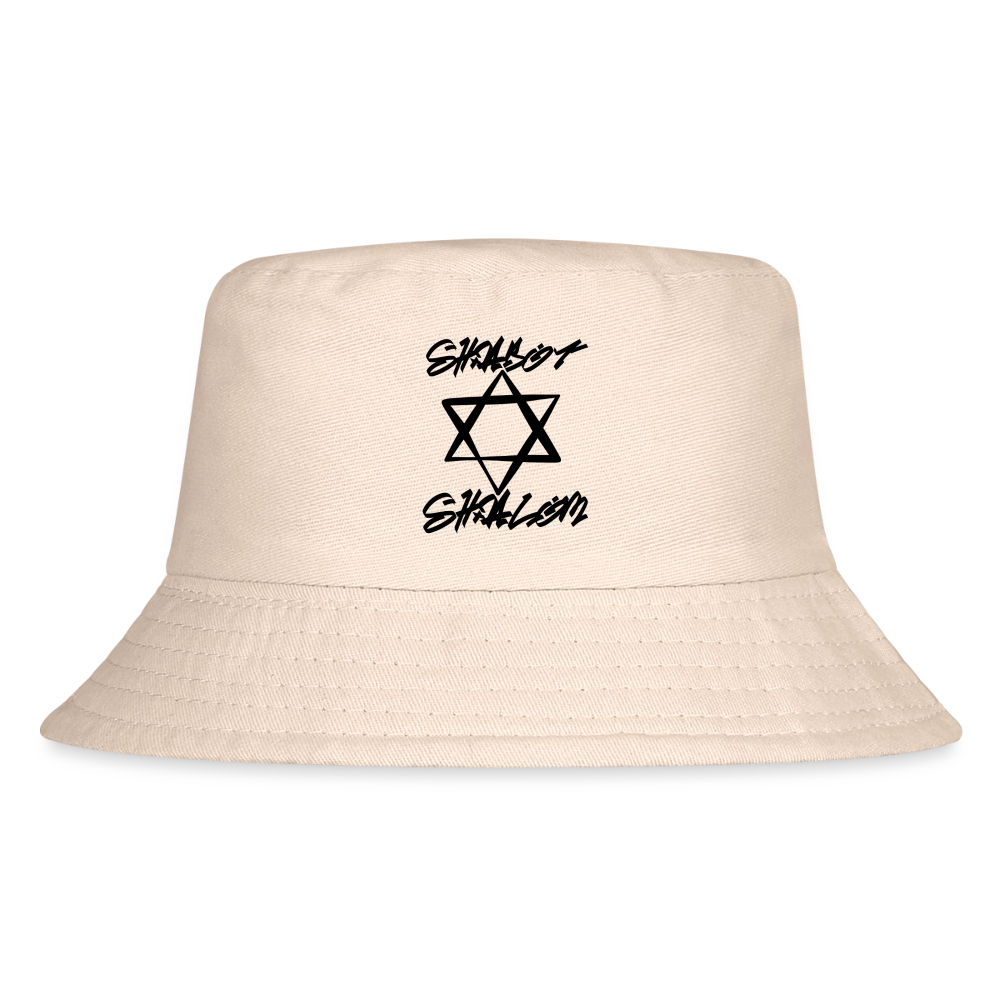 Shabbat Shalom Graffiti Star Kid's Bucket Hat - Natural