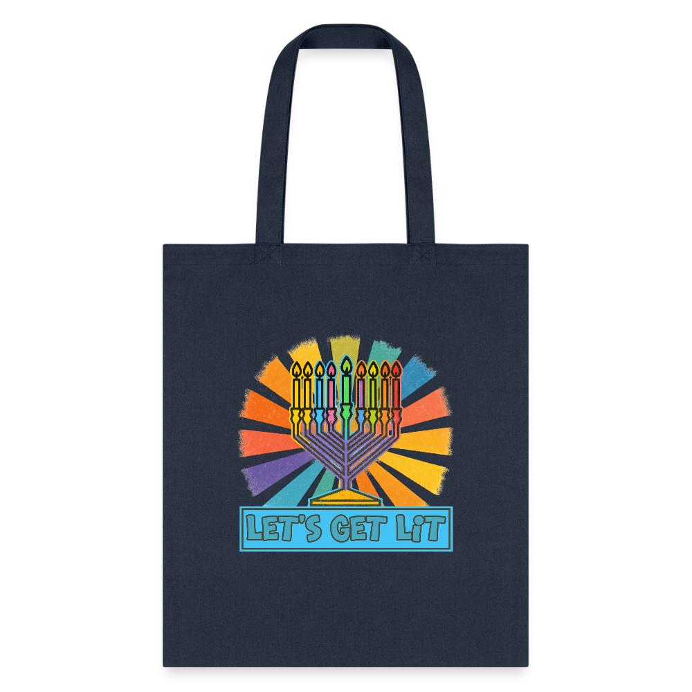 Radiant Retro Let's Get Lit Tote Bag - navy