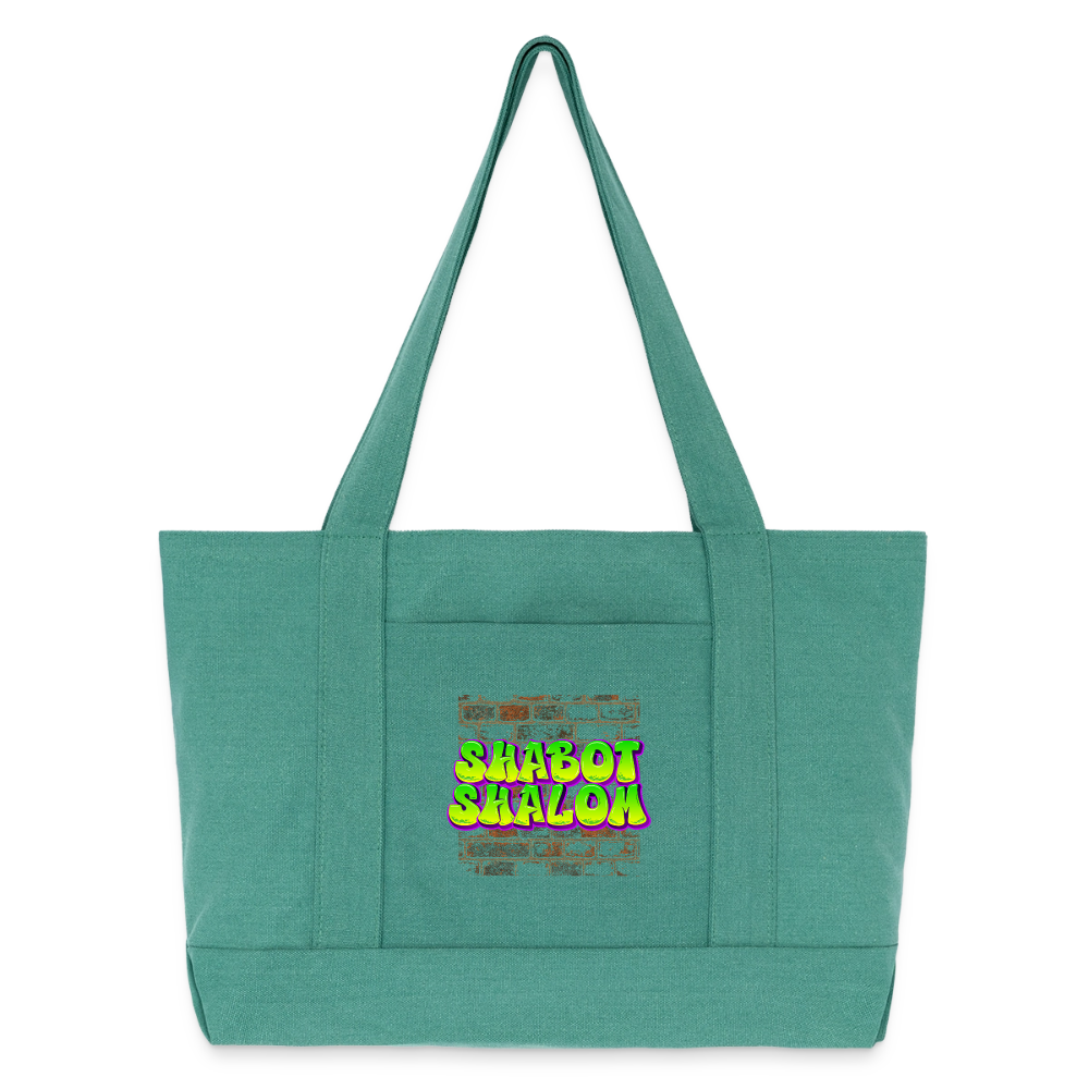 Shabot Shalom Brick 770 Graffiti Cotton Pigment Dyed Tote Bag - mermaid green